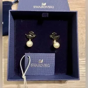 Swarovski Jewelry Swarovski Earrings Iconic Black Swan Rose